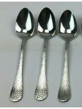 Set 3 Table Spoons Wallace Brooklyn Hammered 18/10 Stainless